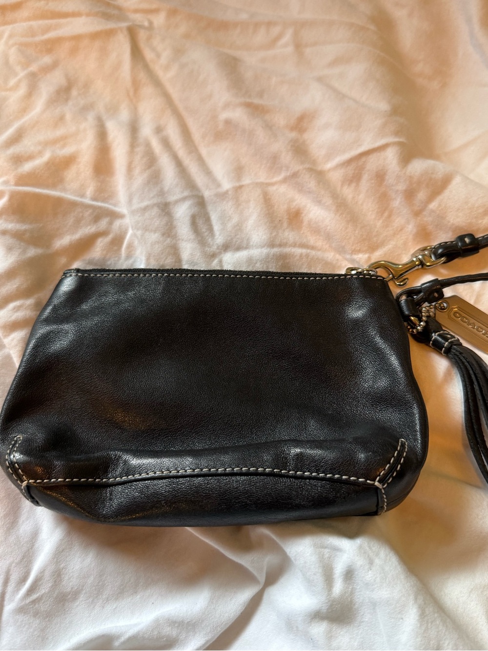 Vintage Coach Black Leatherwear Legacy Wristlet with Tassel - Picture 3 of 3